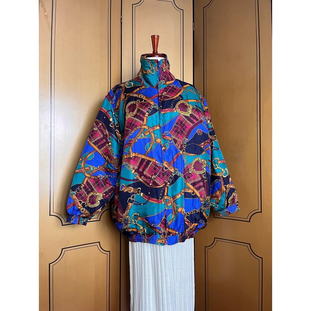Vintage silk blouson, 90s sporty style, size 1X